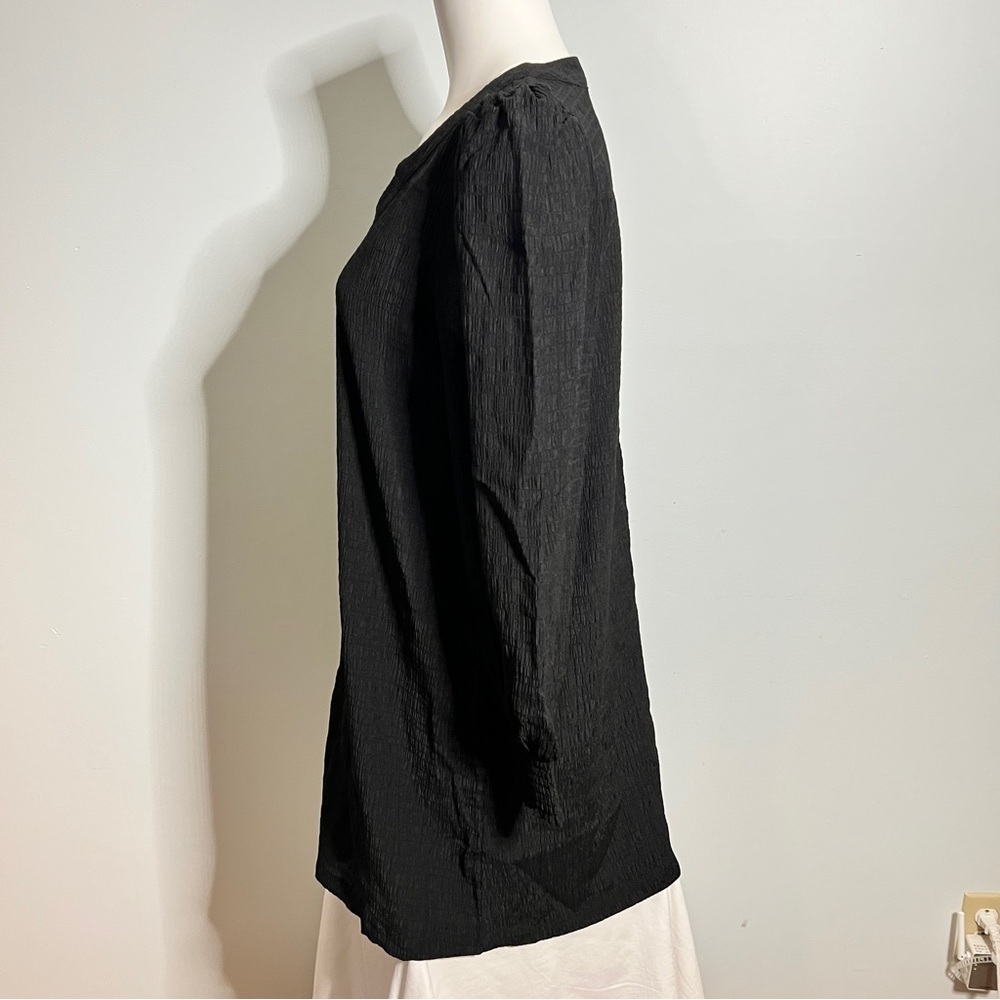 BB Dakota Black Puff Sleeve V-Neck Dress - Picture 5 of 9